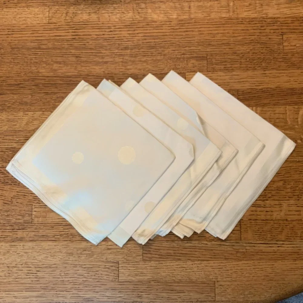Set of 6 Vintage Dinner Napkins Cream With Dots - Picture 3 of 3